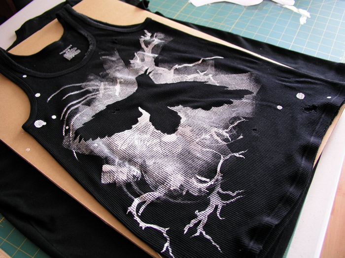 Crow stencil apparel design